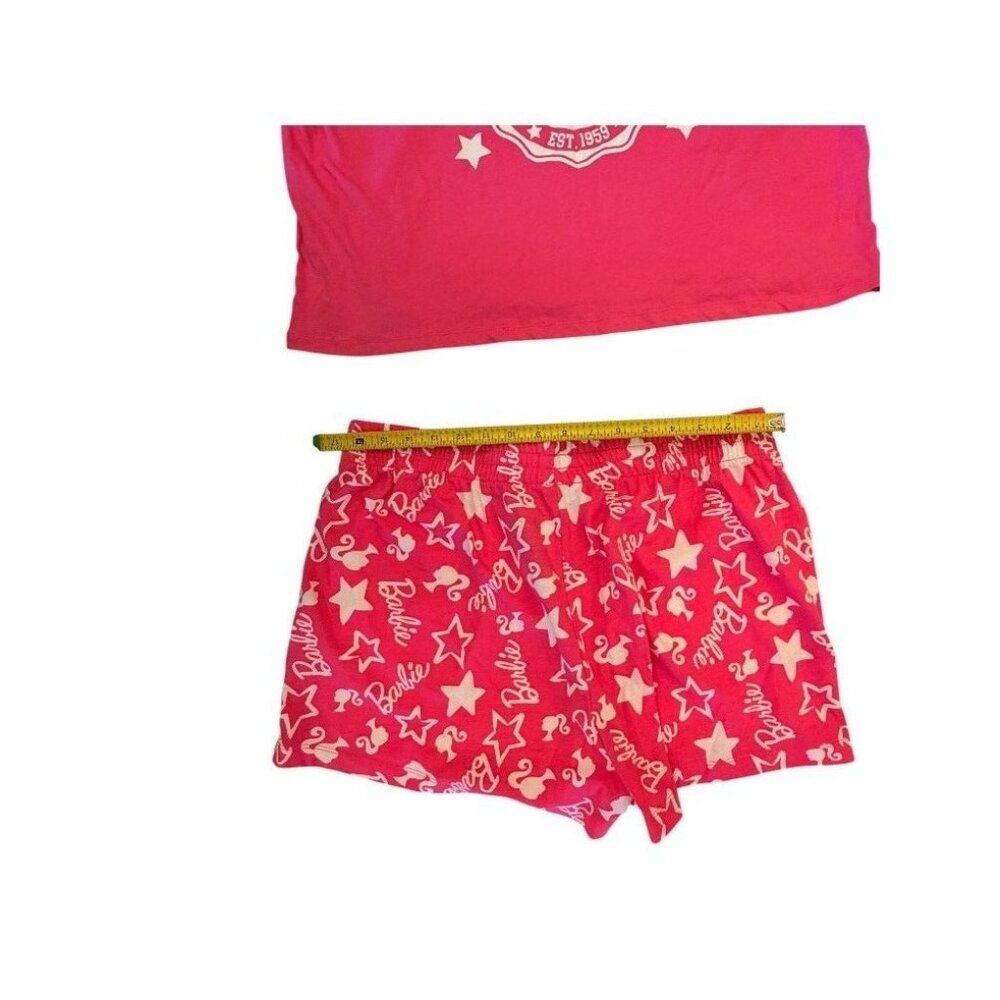 Barbie Pink Pajama Set With Striped Top & Printed Shorts XL 16-18 - Picture 7 of 10